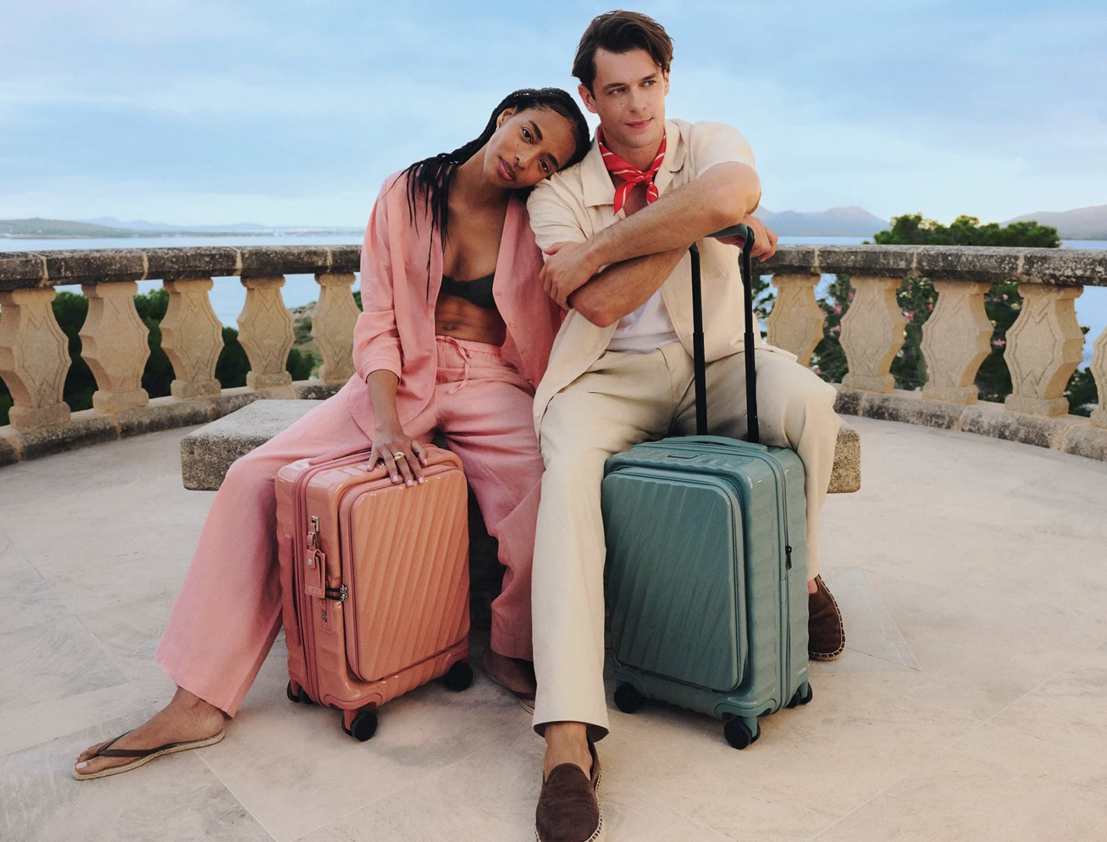 TUMI Mediterranean Escape Spring 2026 campaign photographed in Mallorca