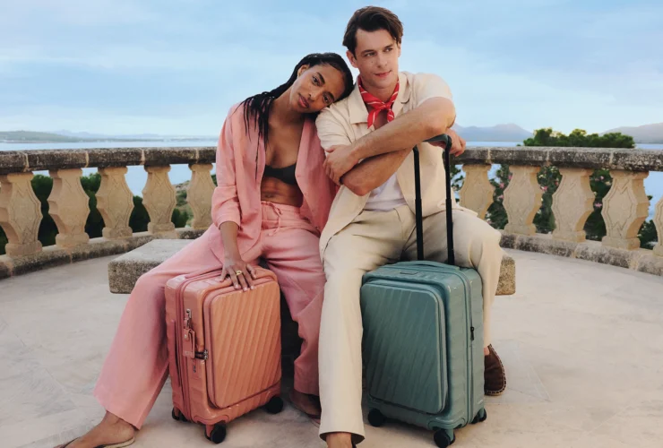 TUMI Mediterranean Escape Spring 2026 campaign photographed in Mallorca