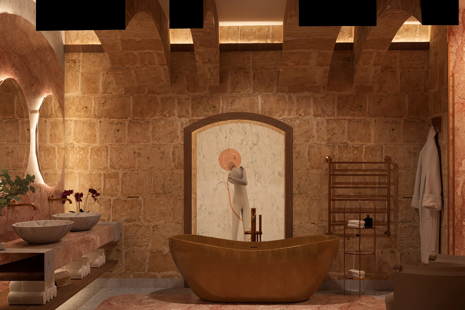 FrancoMaria Suite vaulted stone interior at Iniala Harbour House, Valletta, Malta
