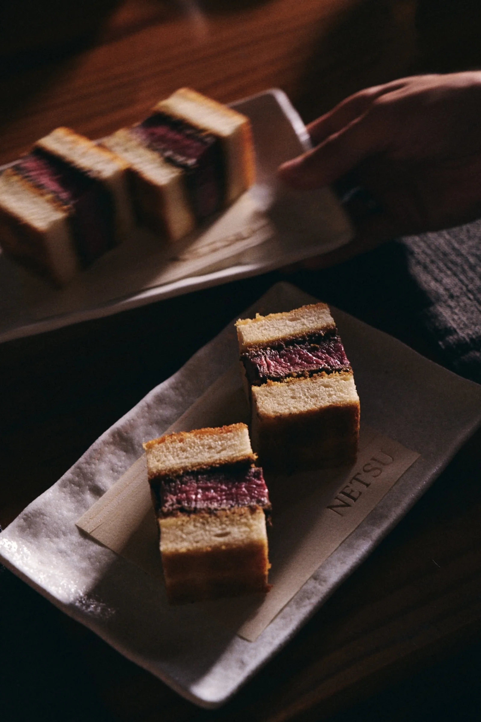 Netsu Hands On Menu wagyu sando on milk bread Japanese street food Dubai