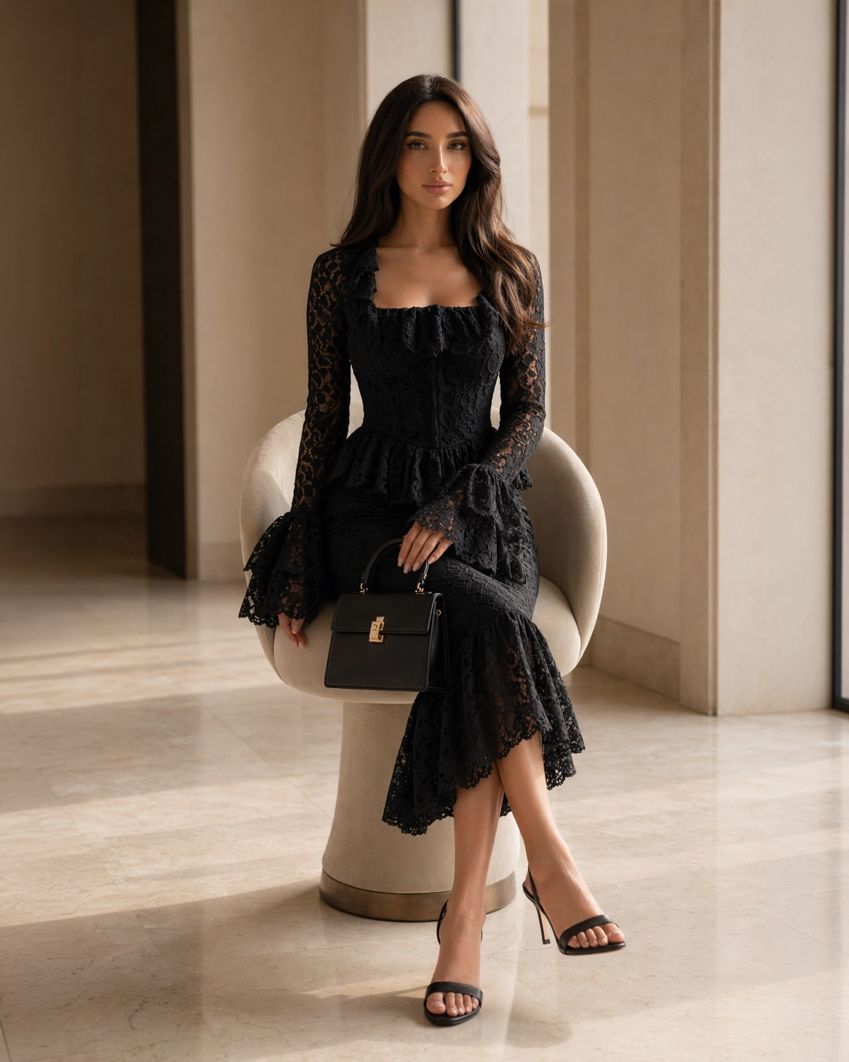 Letouch Noir Éloise Lace Set in black for a formal wedding