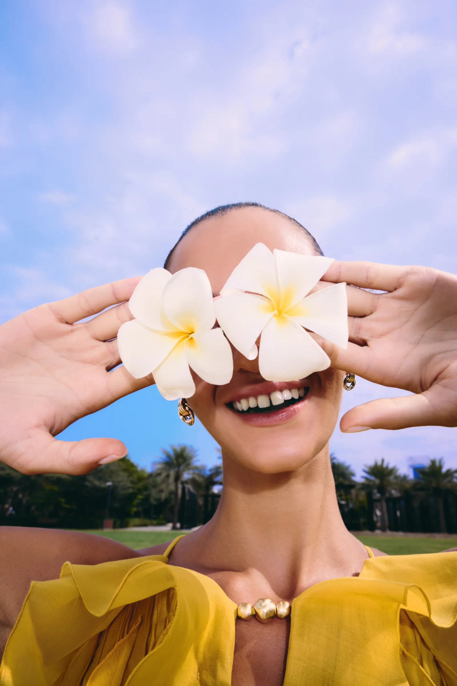 Tryano Ya Hala Spring 2026 frangipani beauty moment in yellow