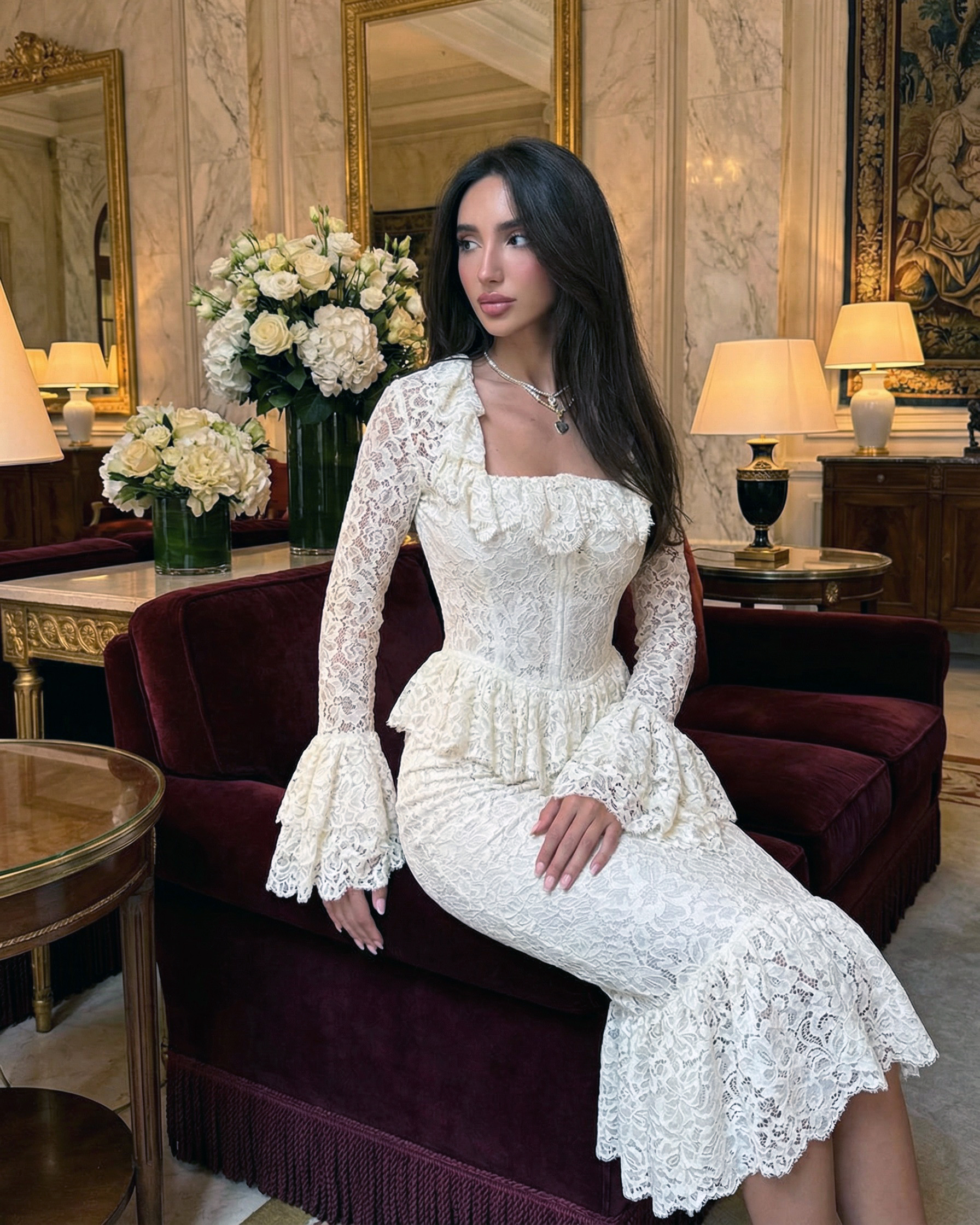 LeTouch Eloise Lace Set in ivory