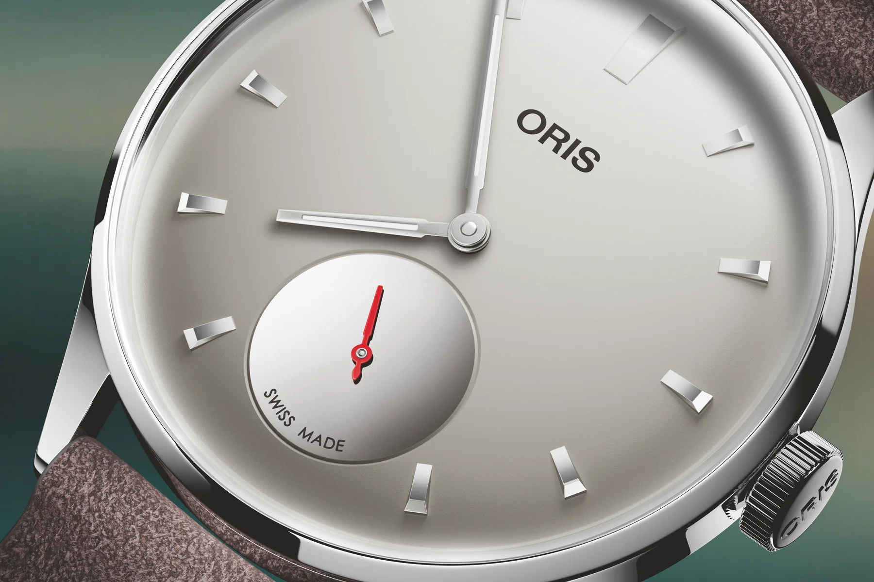 The Oris Hölstein Edition 2026 watch with a light grey dial and stainless-steel case