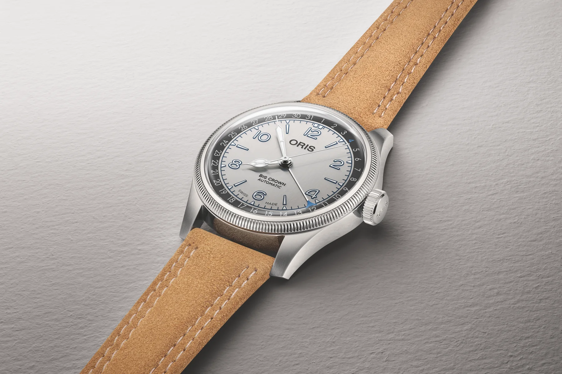 The Oris Lou Gehrig Limited Edition, a silver-dialled Big Crown Pointer Date on a tan leather strap