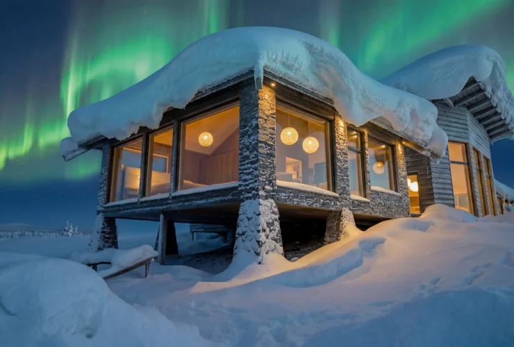 The aurora borealis above Octola III in Finnish Lapland