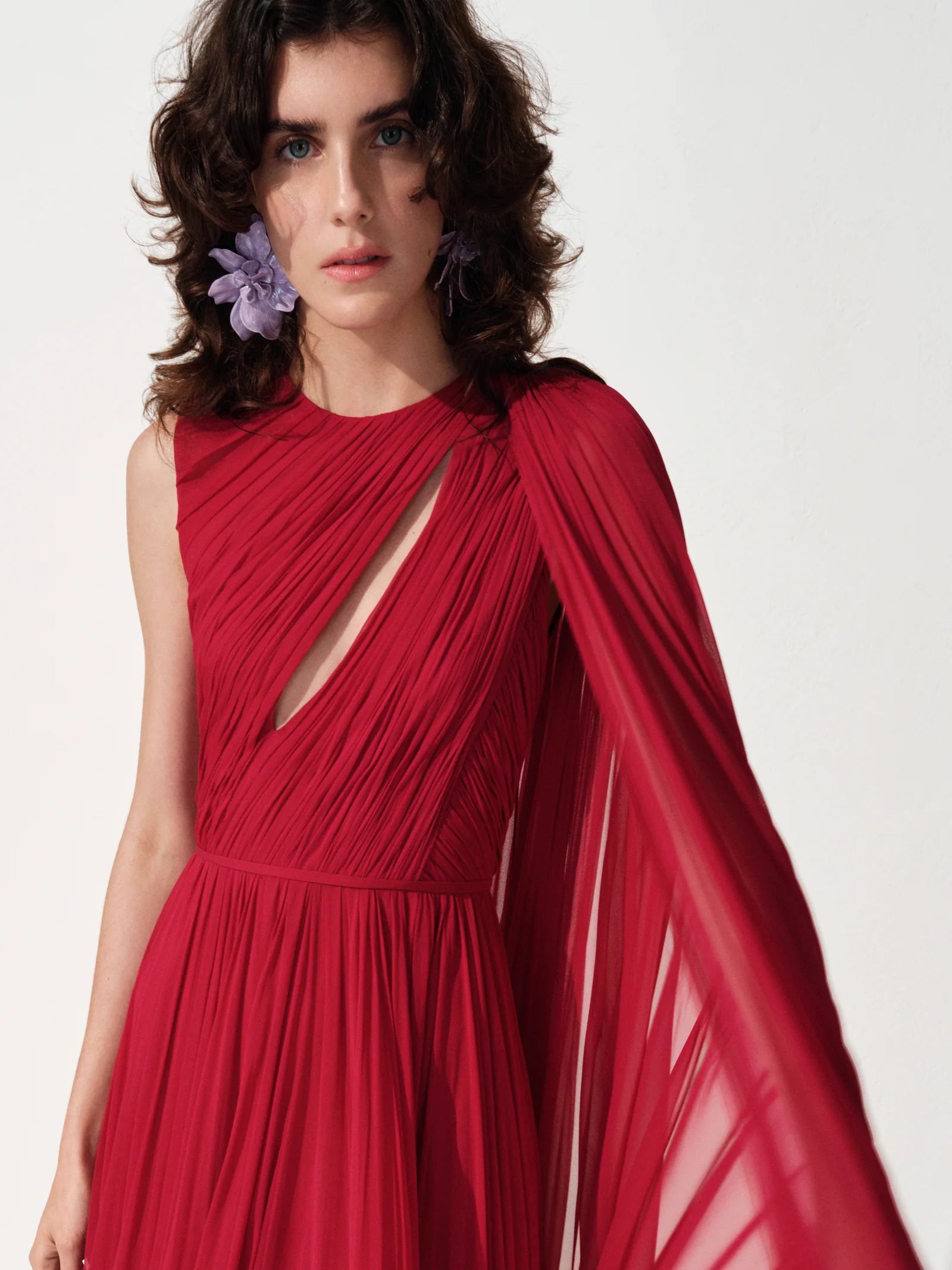 Claret draped chiffon gown from Carolina Herrera Resort 2027