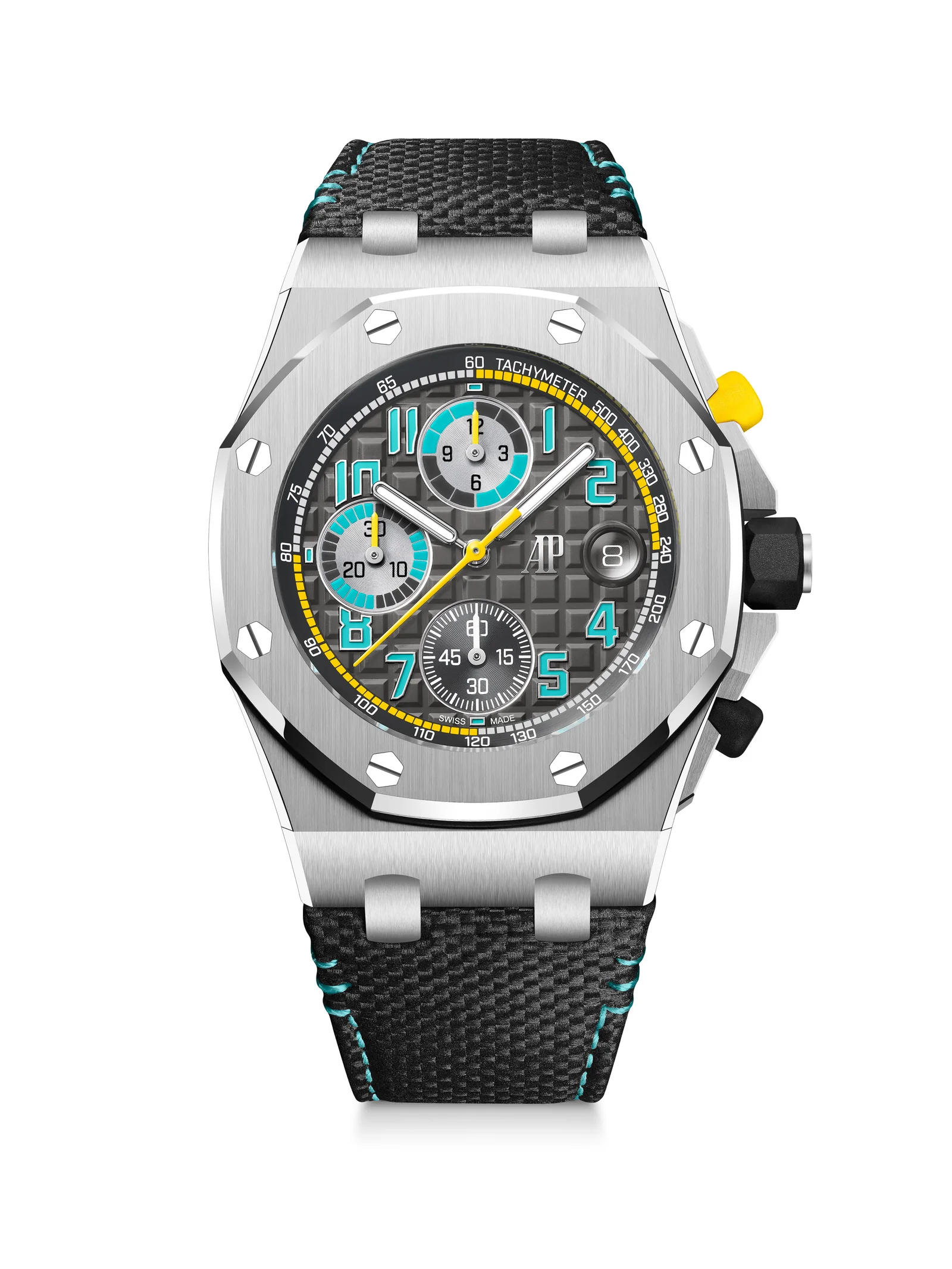 The 42mm titanium Royal Oak Offshore Chronograph with yellow and turquoise accents