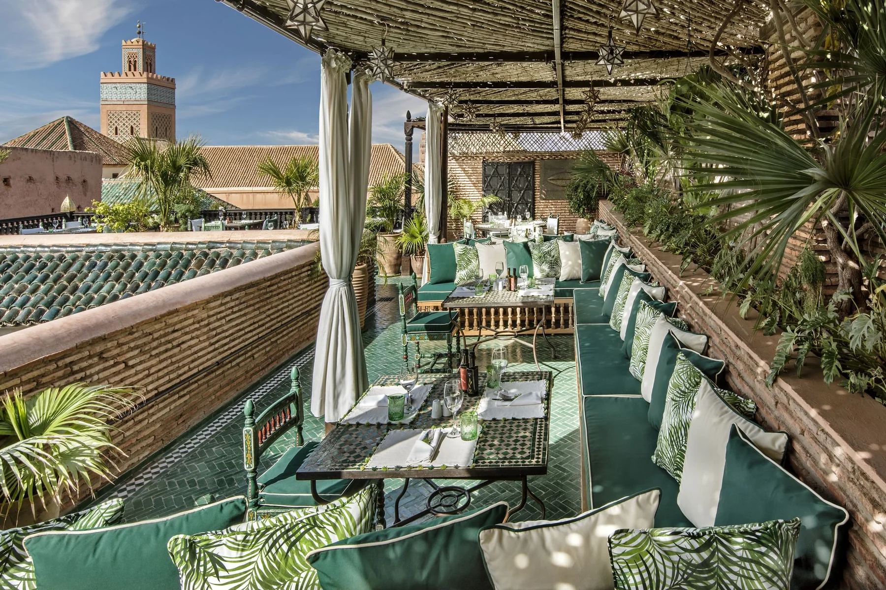 La Table du Souk at La Sultana Marrakech beneath the Koutoubia minaret