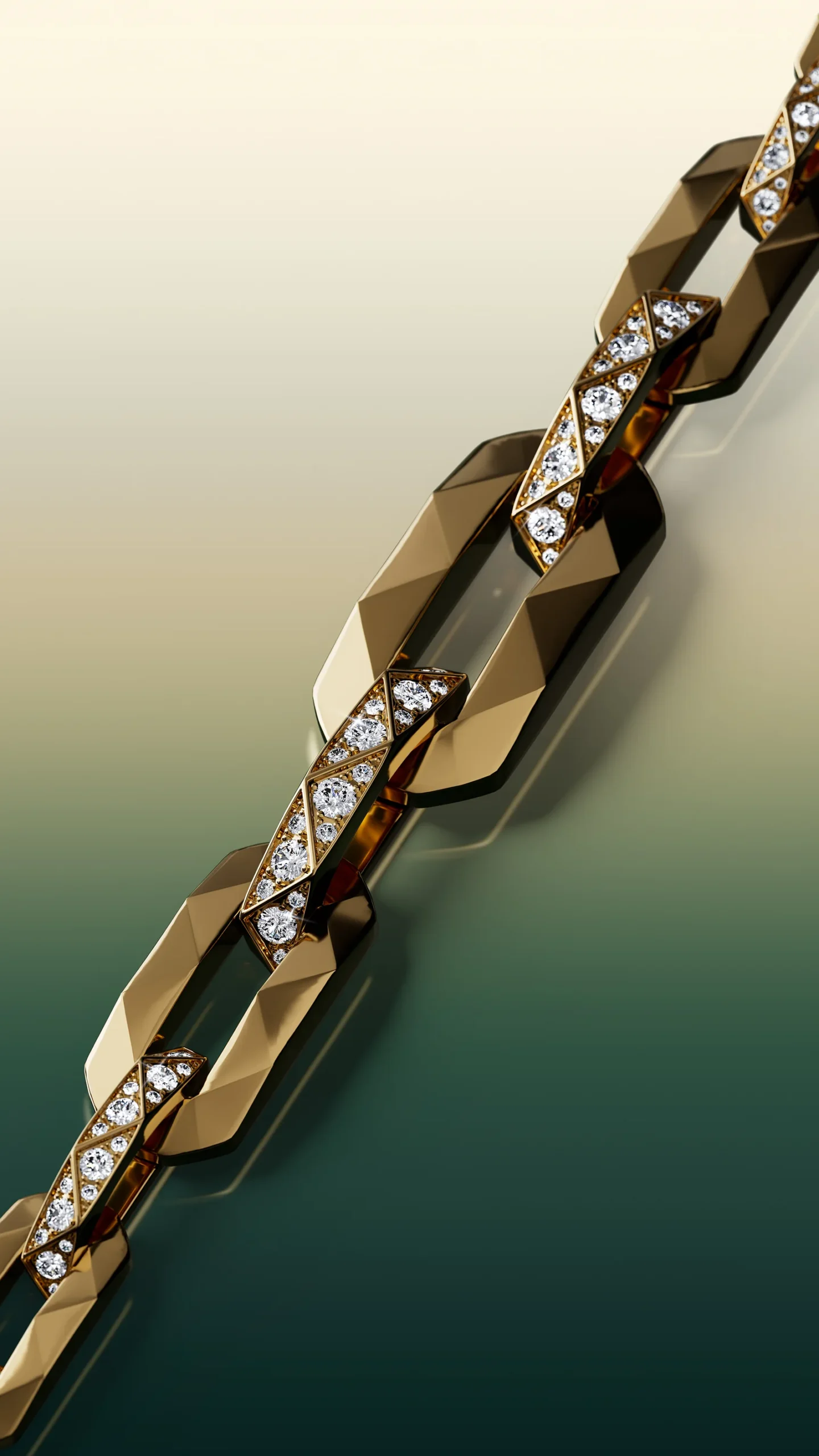 A Laurence Graff Signature faceted yellow gold chain-link bracelet set with pavé diamonds