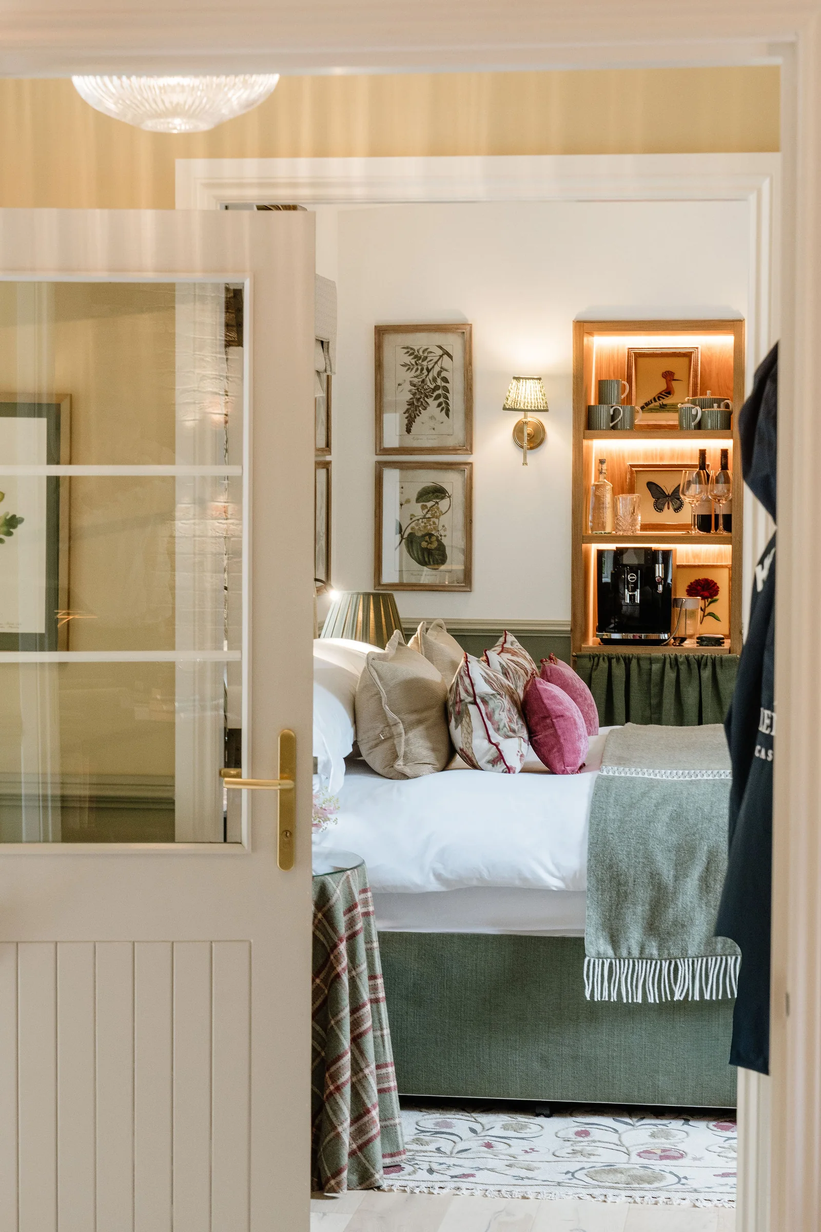 The bedroom of the Garden Cottage Suite at The Nest, Glenapp Castle