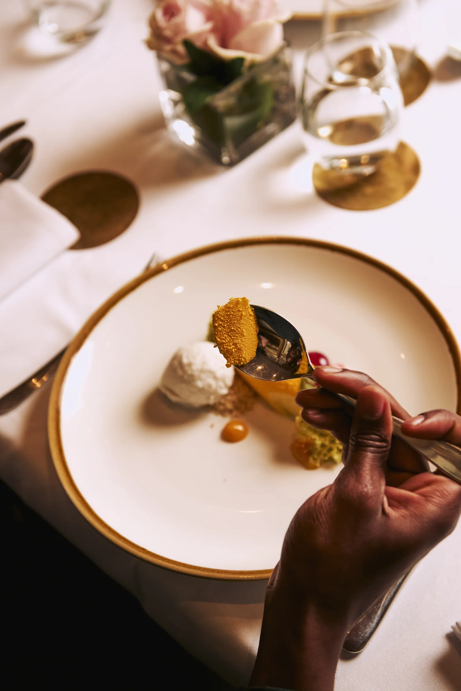 A plated dessert at The Hyde Restaurant, Roseate House London