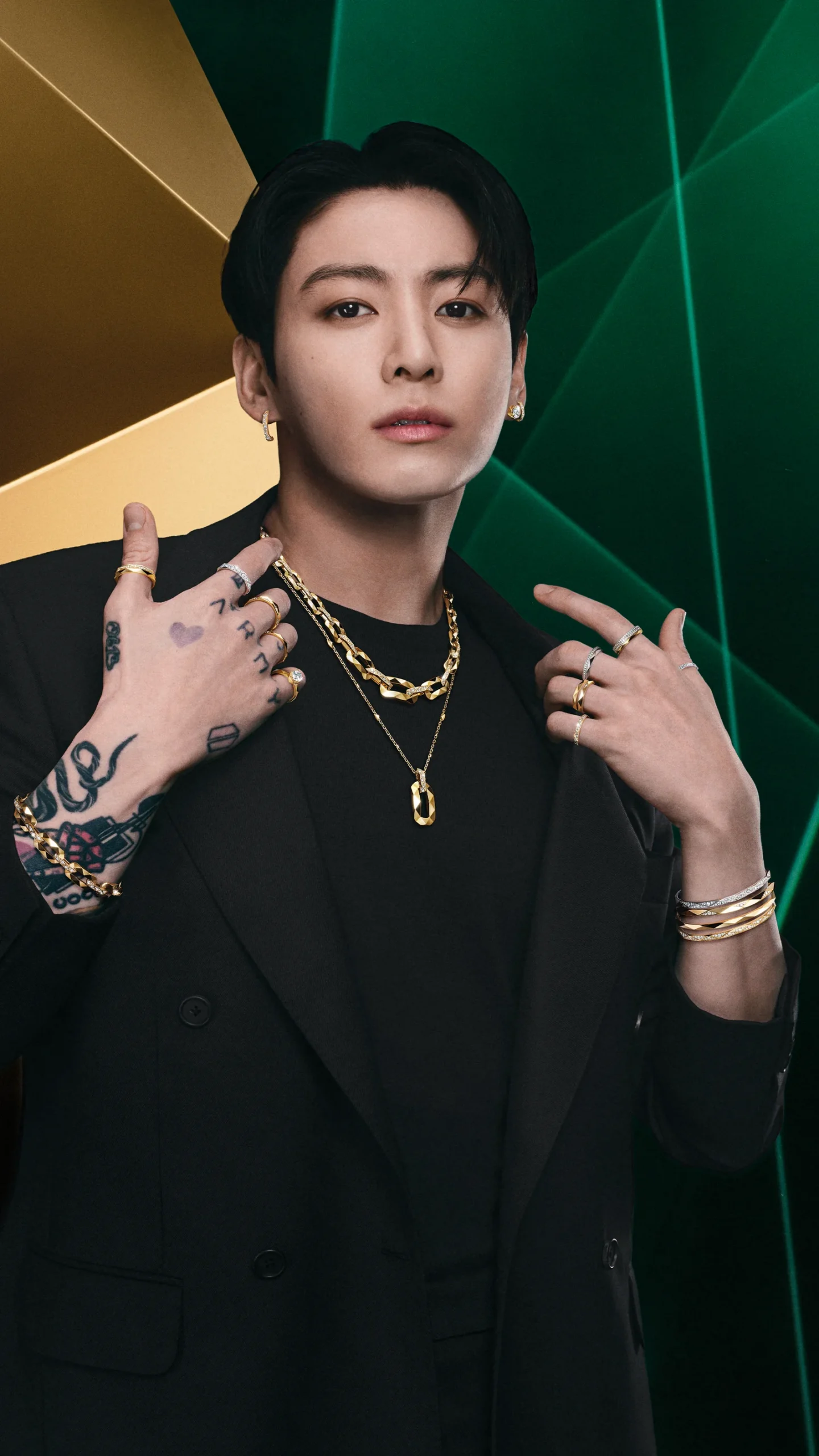 Jung Kook styled in Graff Laurence Graff Signature goldwear