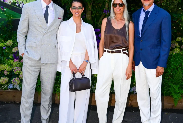 Marisa Abela, Jamie Bogyo, Sarah Harris and Alfe Hollingsworth in Brunello Cucinelli at Wimbledon 2026