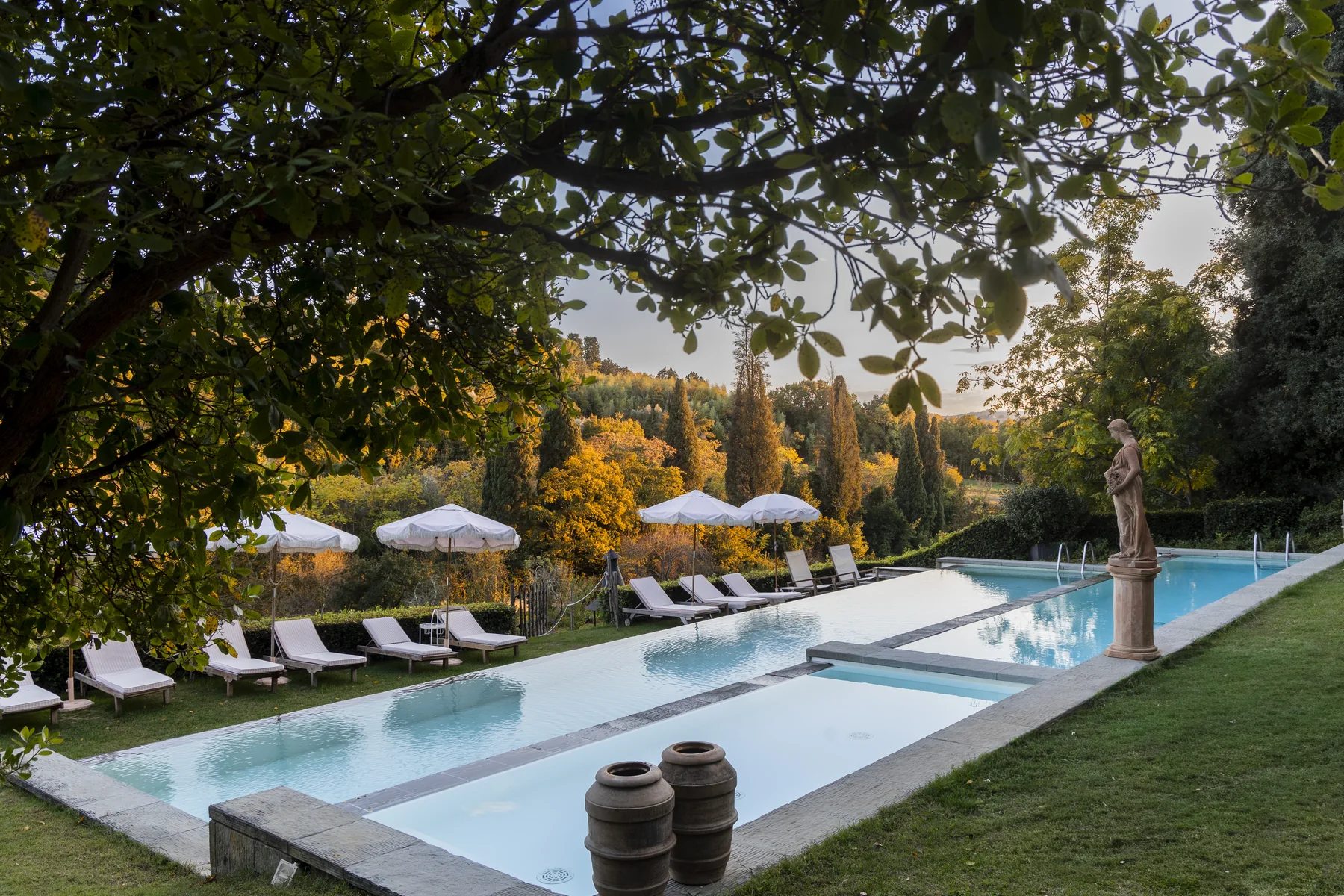The outdoor pool and gardens at Il Salviatino, Florence
