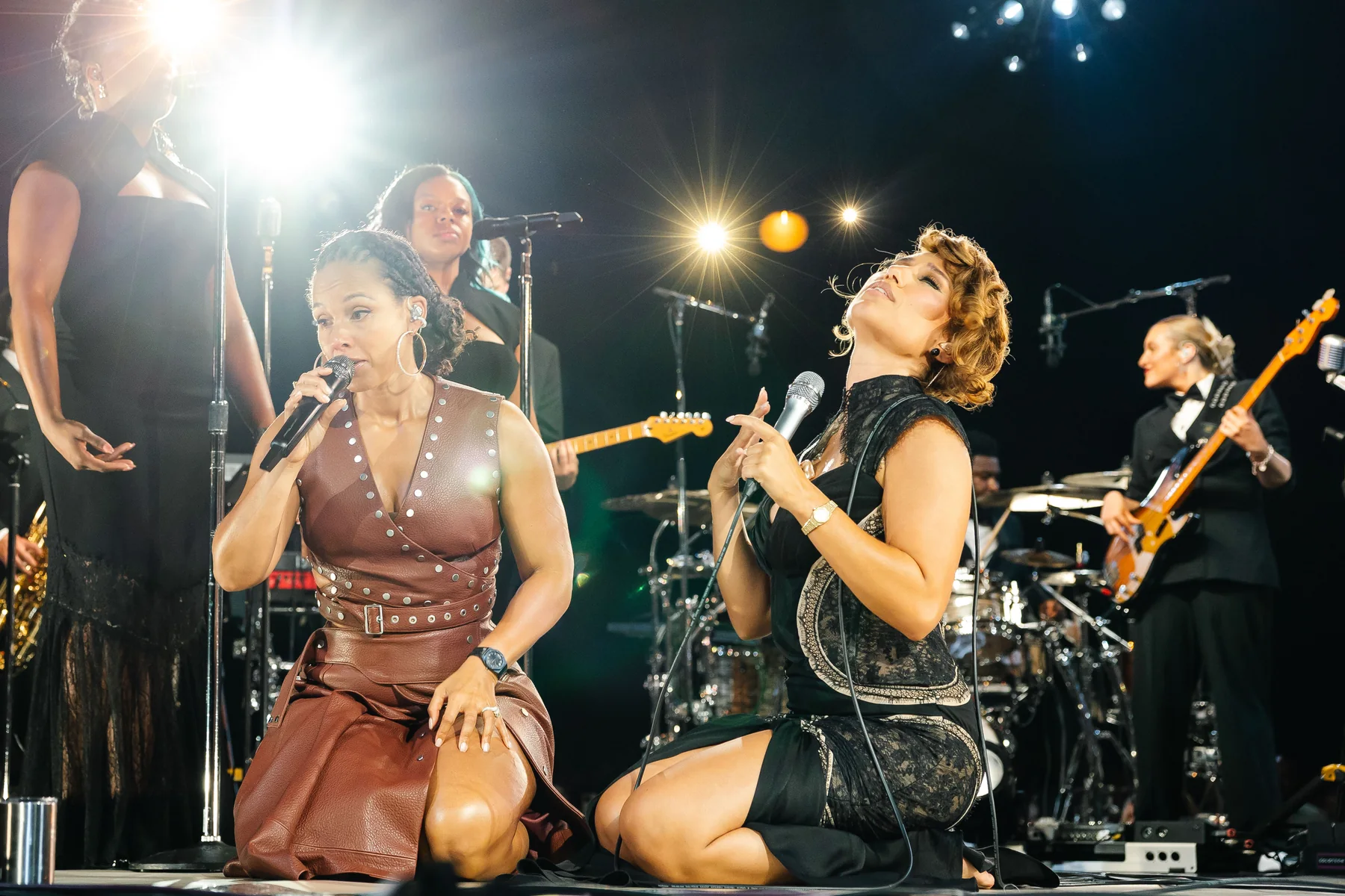 RAYE joined by Alicia Keys on stage at the Montreux Jazz Festival, photographed by Marc Ducrest