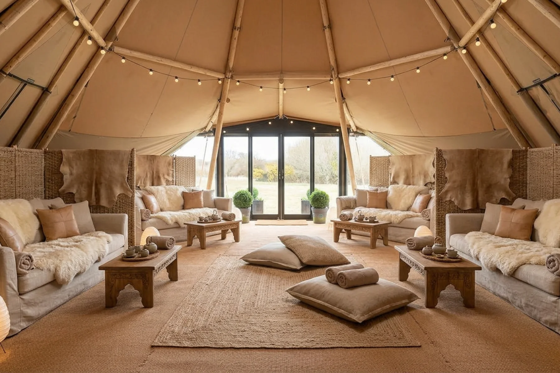 The relaxation yurt at the Firefly Spa, Silverlake