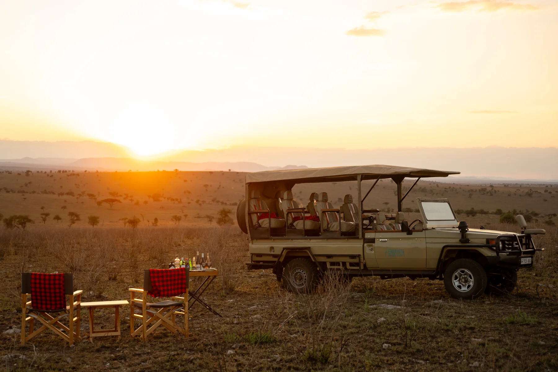 Sundowners on the plains at Wild Wakati Camp, Serengeti