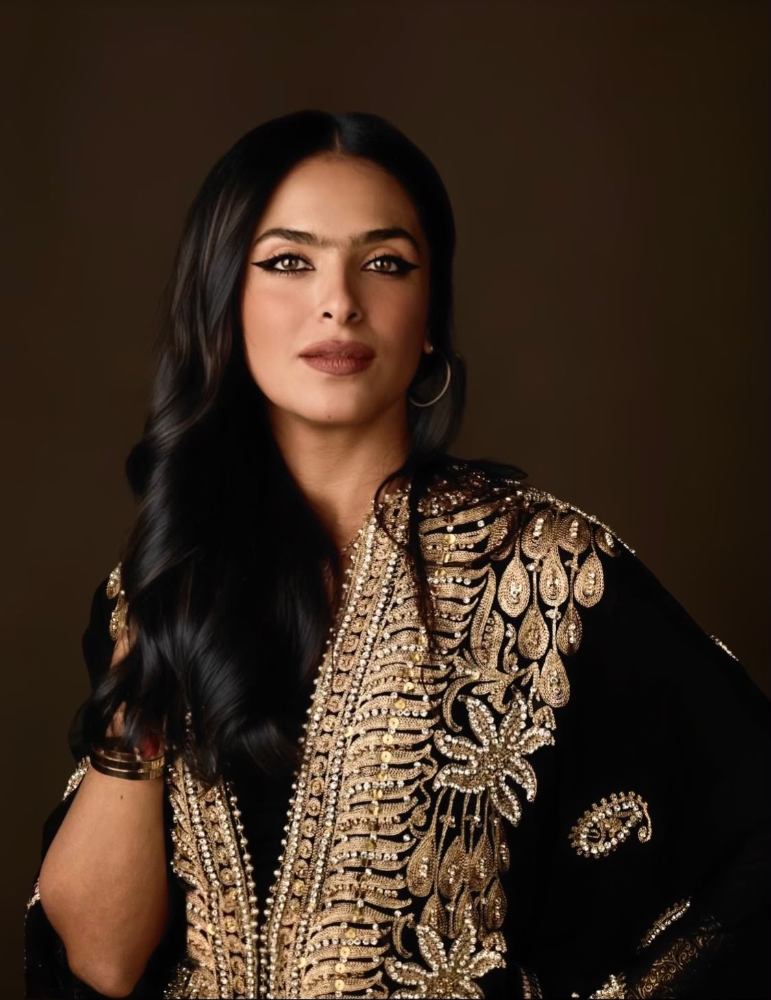 Farah Al Babtain, founder and creative director of Muhra, in an embroidered thoub