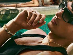Models Faretta Radic and Akbar Shamji in Graff's Laurence Graff Signature gold jewellery campaign