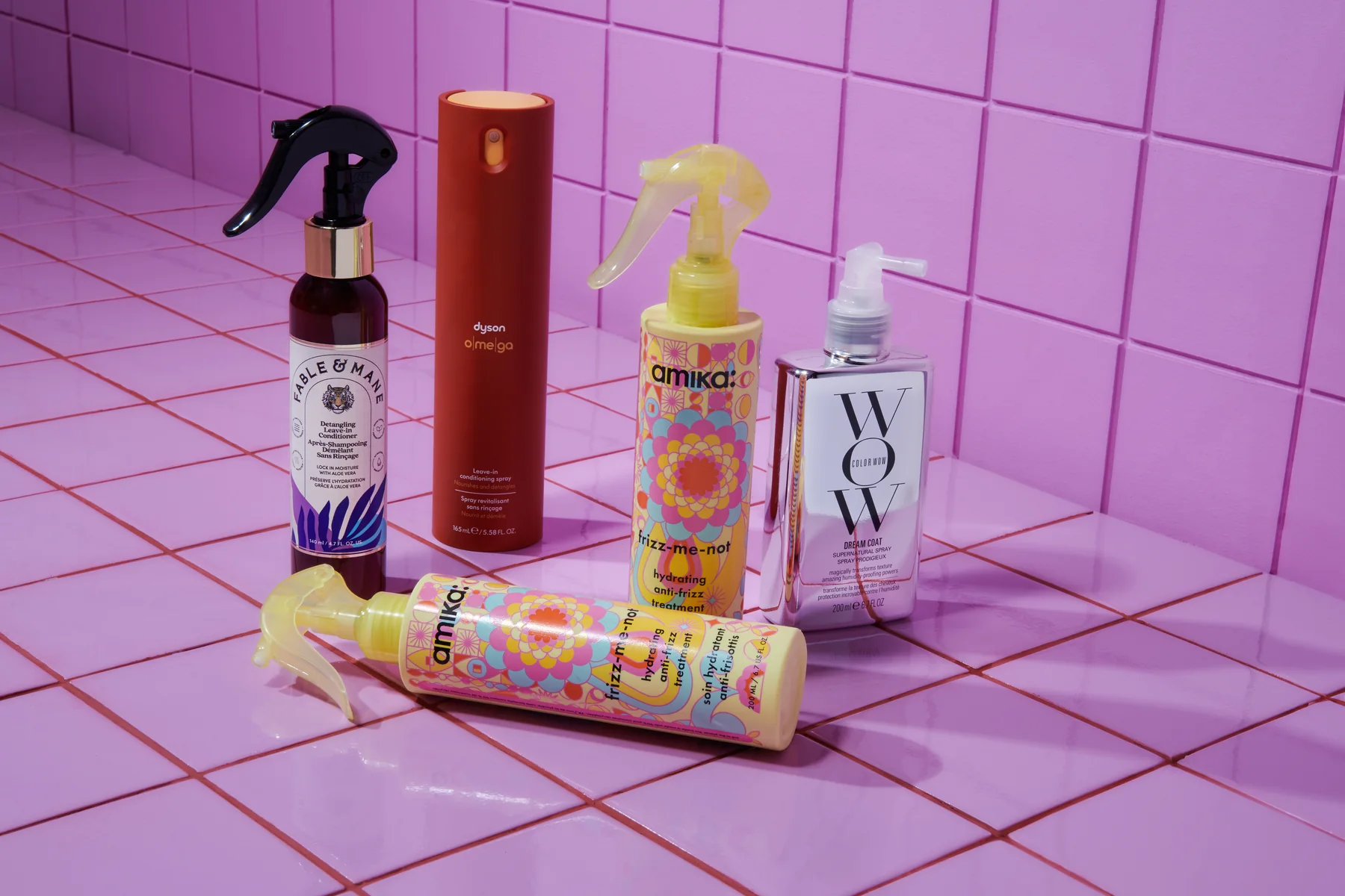 Sephora scalp and hair-fall products on a pink backdrop