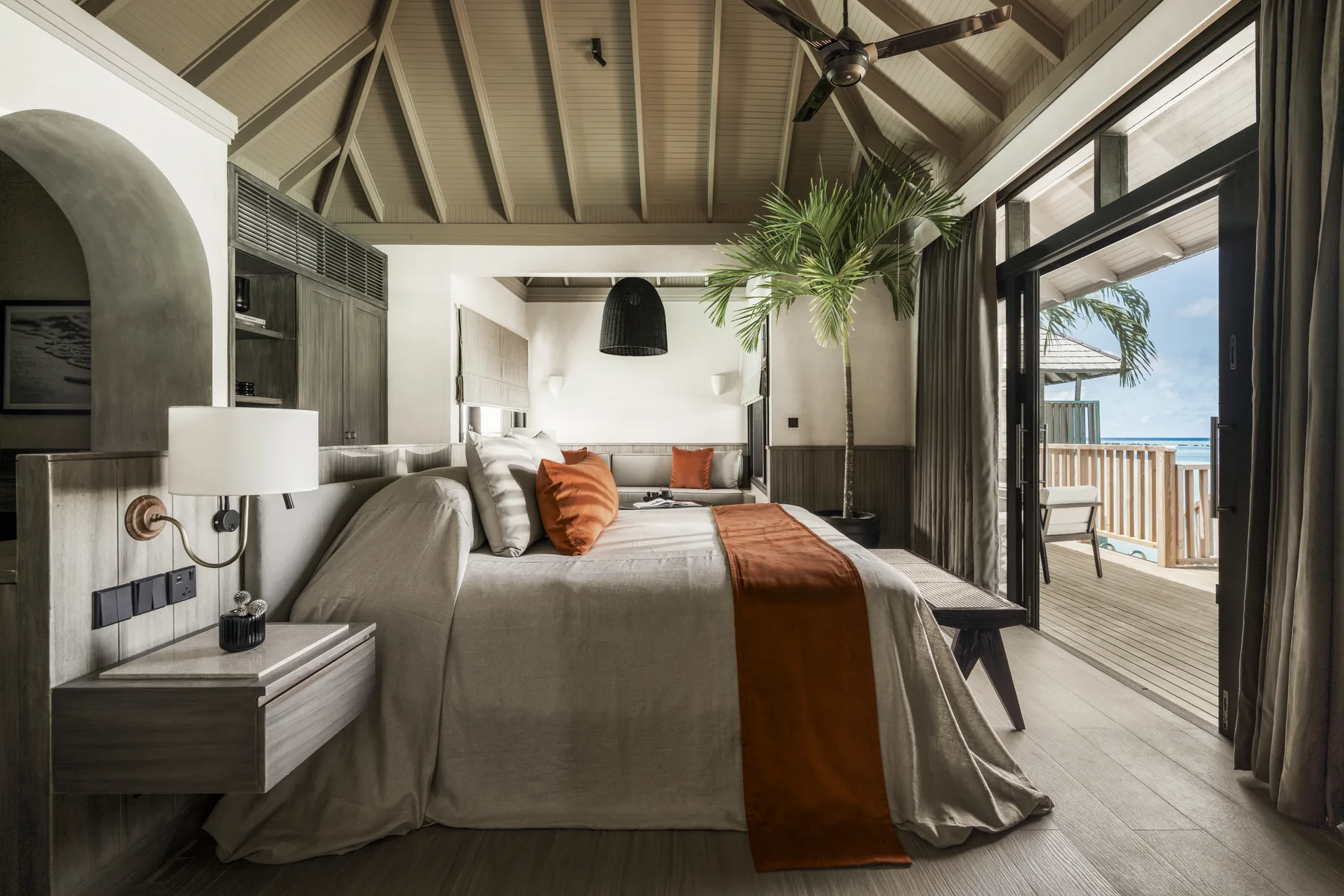 Interior of a water villa at Sun Siyam Iru Fushi