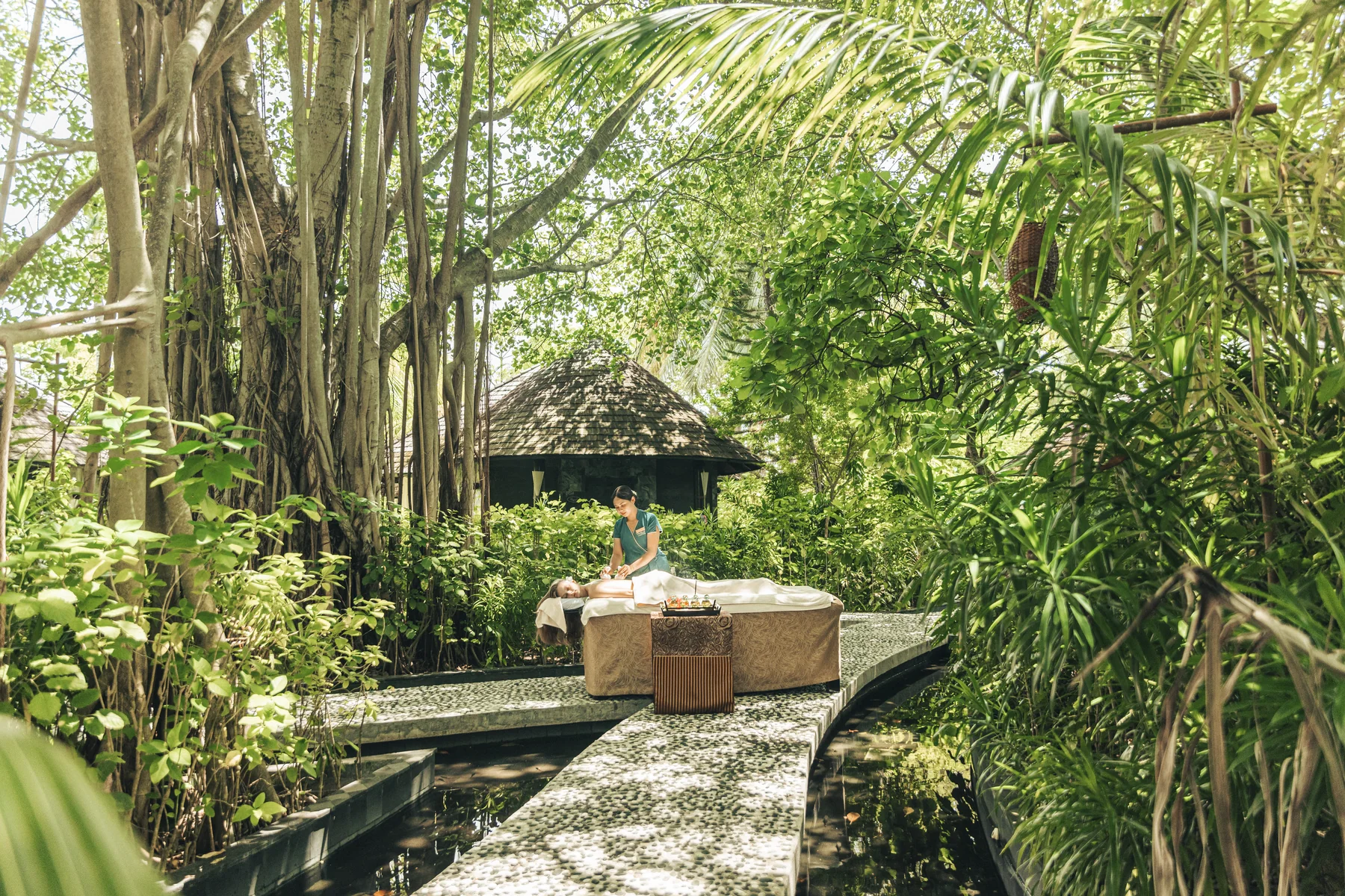 The Spa by Thalgo set among gardens at Sun Siyam Iru Fushi