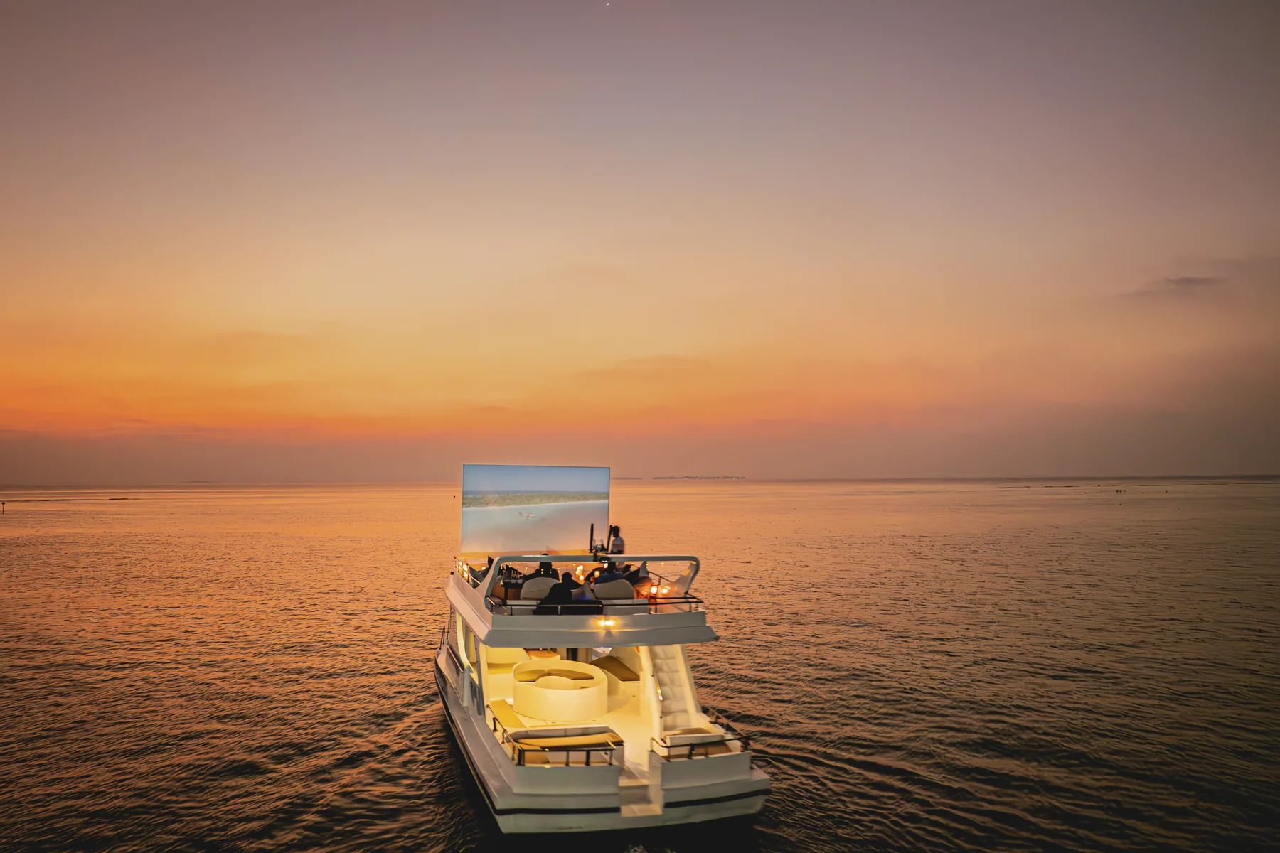 An evening set-up on the water at Sun Siyam Iru Fushi