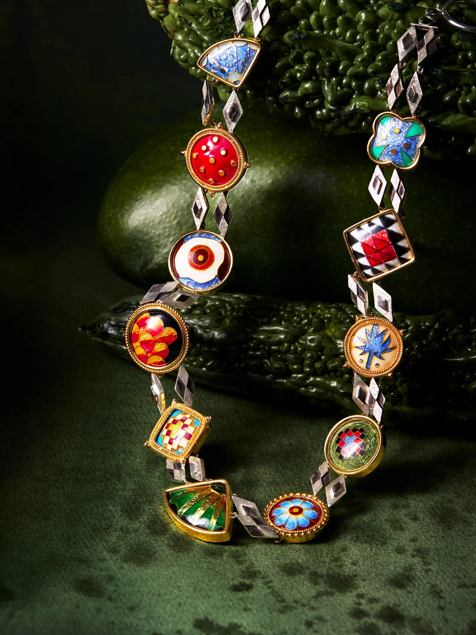 The Delights of Hisham's Palace enamel necklace by Farbasta
