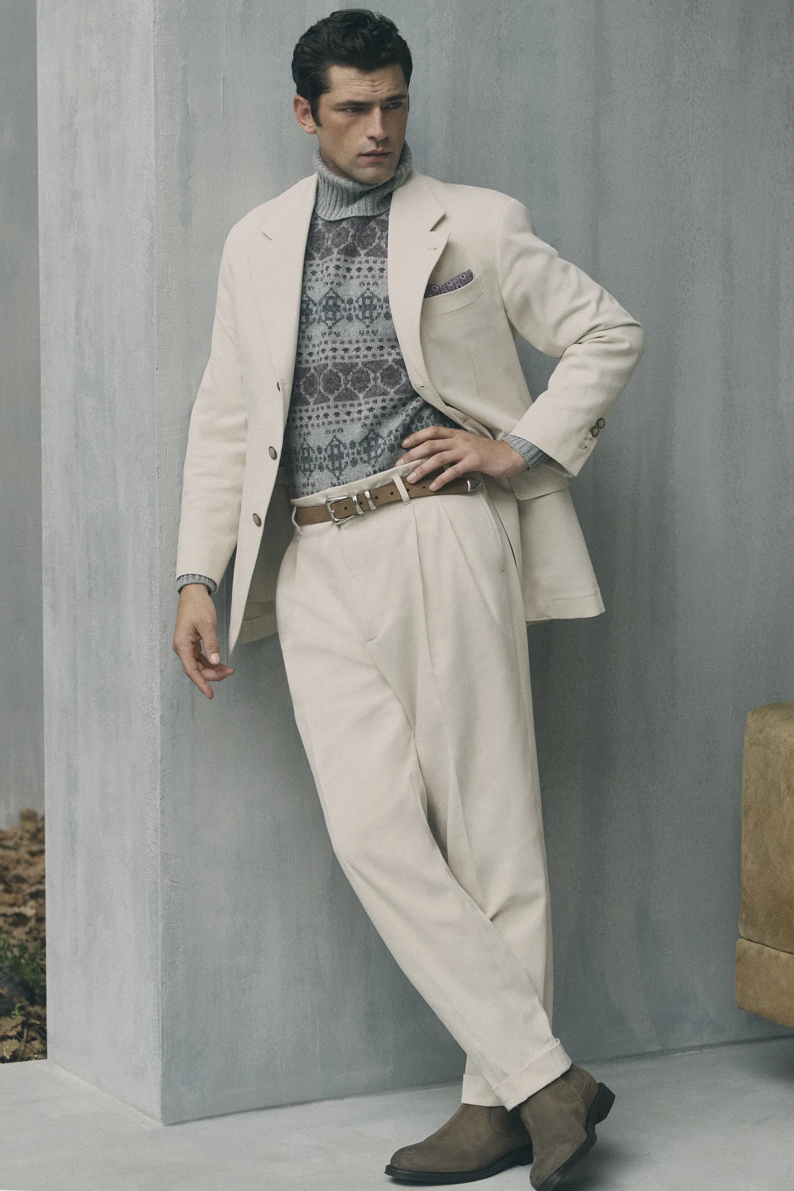 A Brunello Cucinelli cream tailored look, Fall Winter 2026