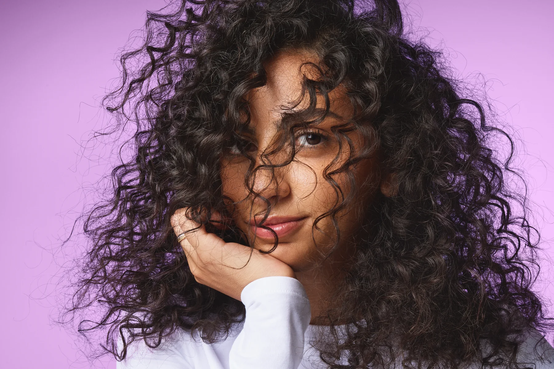 Model with voluminous hair, Sephora haircare campaign