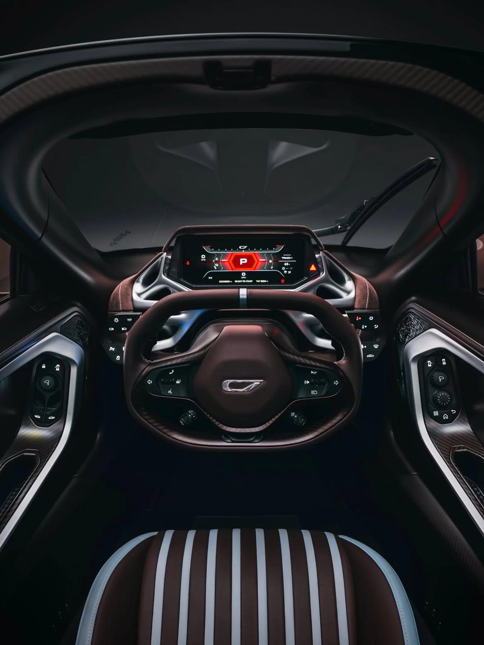 Czinger 21C Spyder cockpit with central display and fluted seats