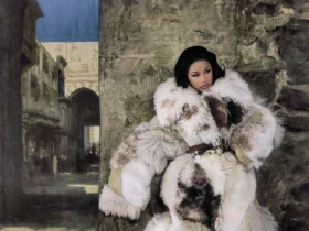 Cardi B in a fur coat photographed in an Orientalist stone alley for Vogue Arabia September 2026