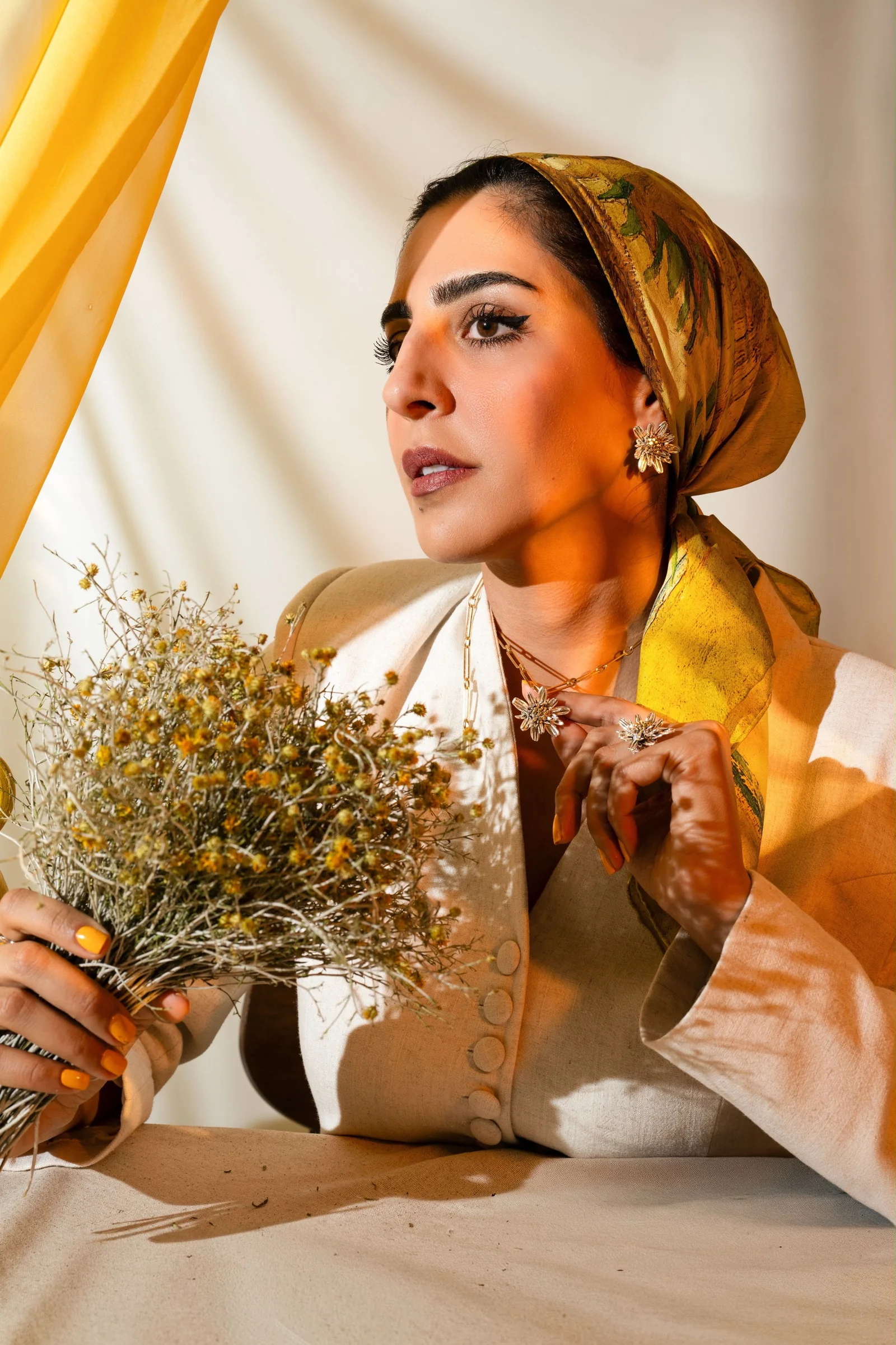 Farah Bastaki portrait with flowers