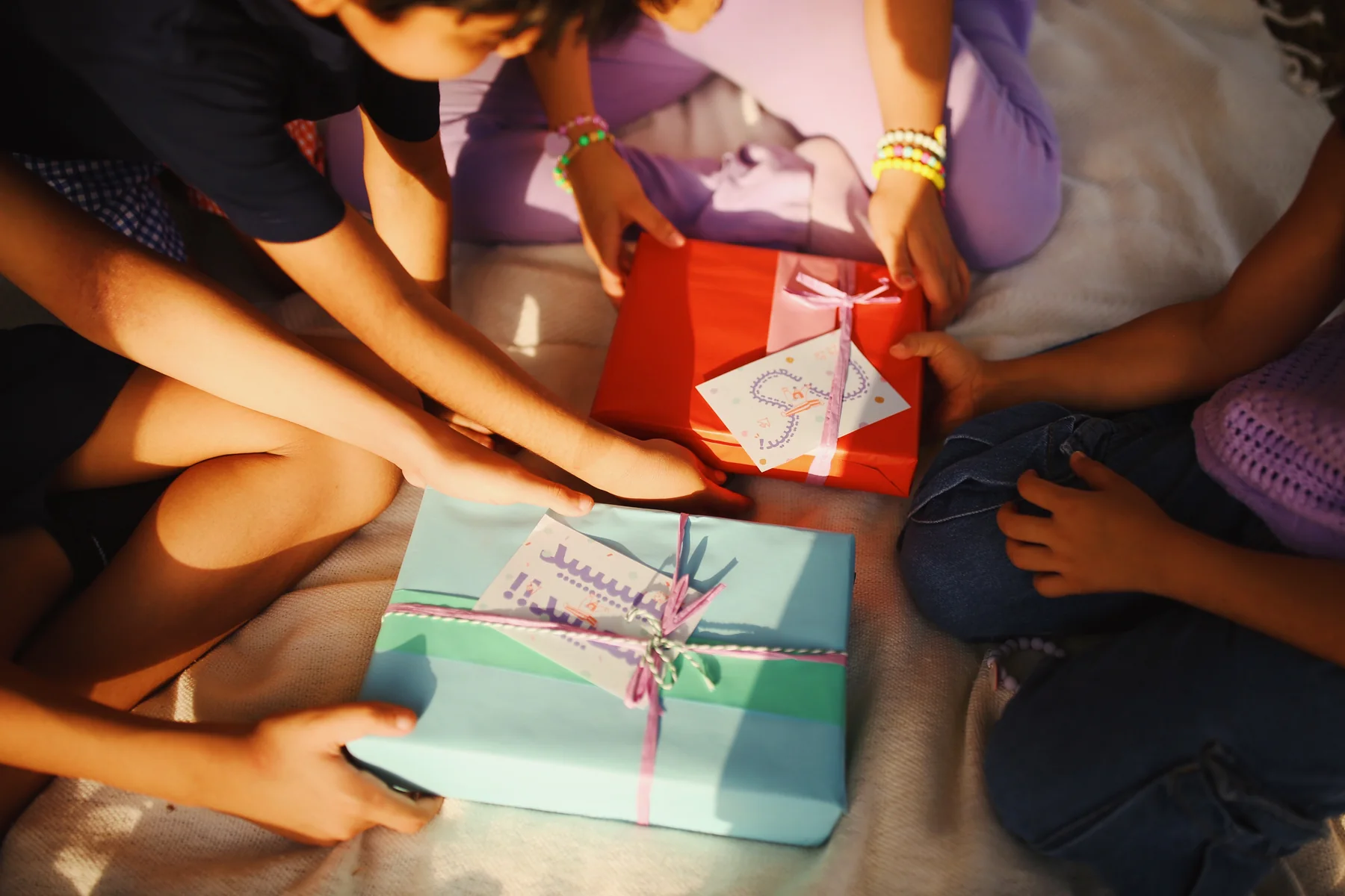 A child opening an Akwan box