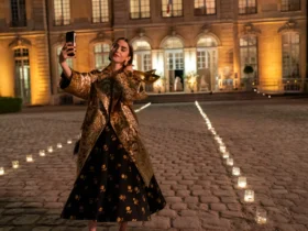 Lily Collins in Carolina Herrera by Wes Gordon, Emily in Paris Season 6 first look