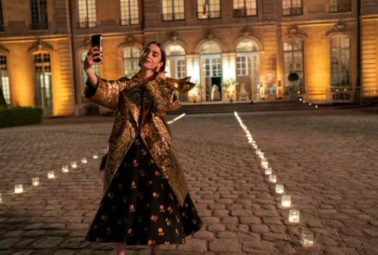 Lily Collins in Carolina Herrera by Wes Gordon, Emily in Paris Season 6 first look