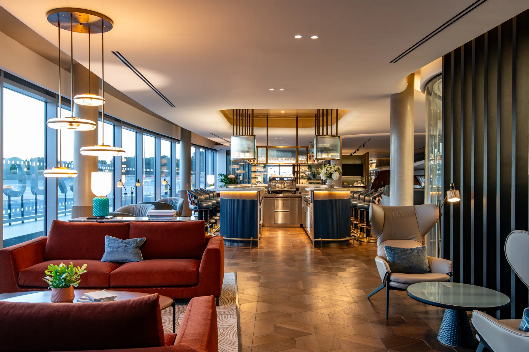 An owners' lounge inside the Flexjet Farnborough terminal