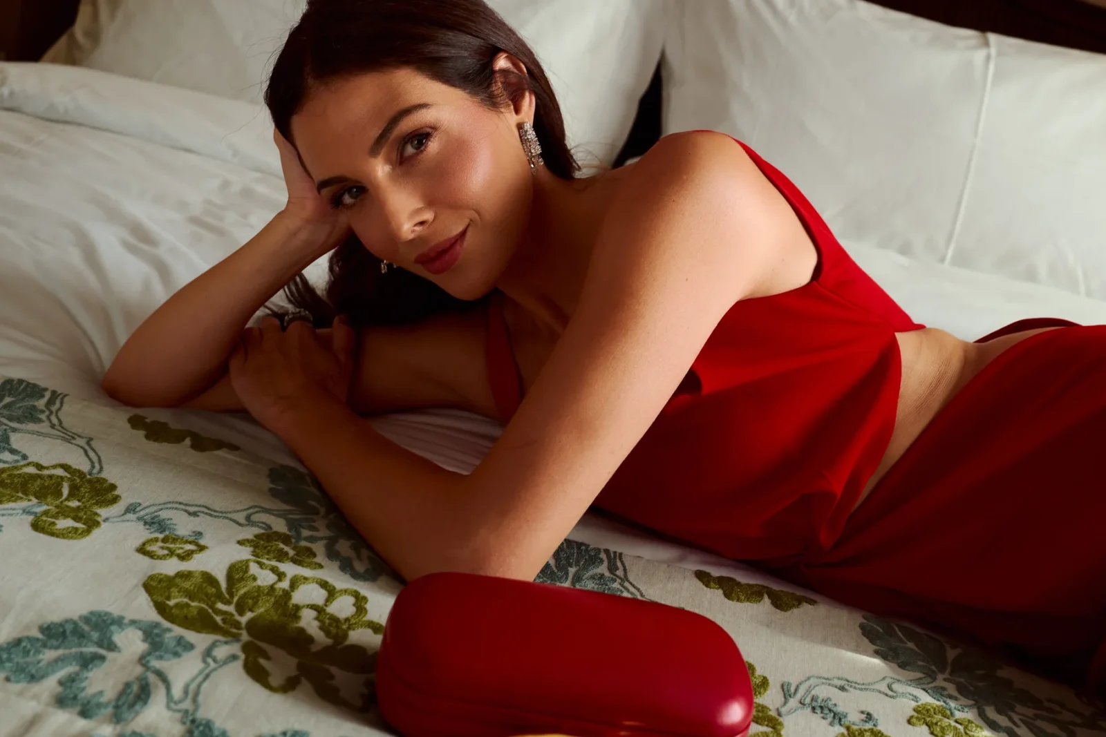 Razane Jammal in a red Carolina Herrera gown at the Murex d'Or 2026 Awards
