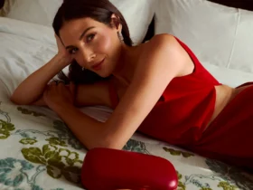 Razane Jammal in a red Carolina Herrera gown at the Murex d'Or 2026 Awards