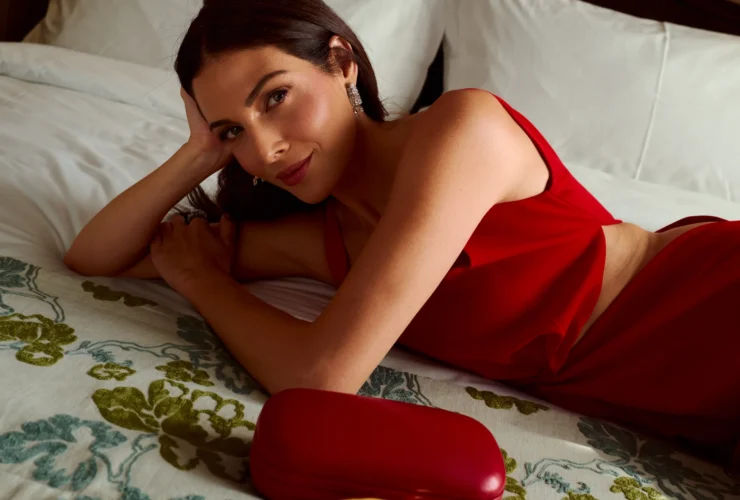 Razane Jammal in a red Carolina Herrera gown at the Murex d'Or 2026 Awards