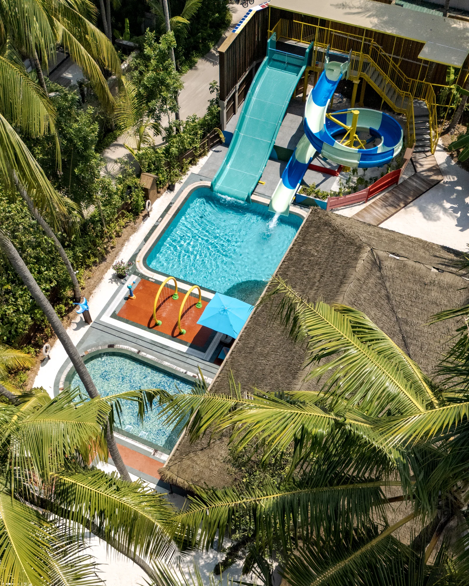 Aerial view of Muramas Kids Club at JOALI Maldives