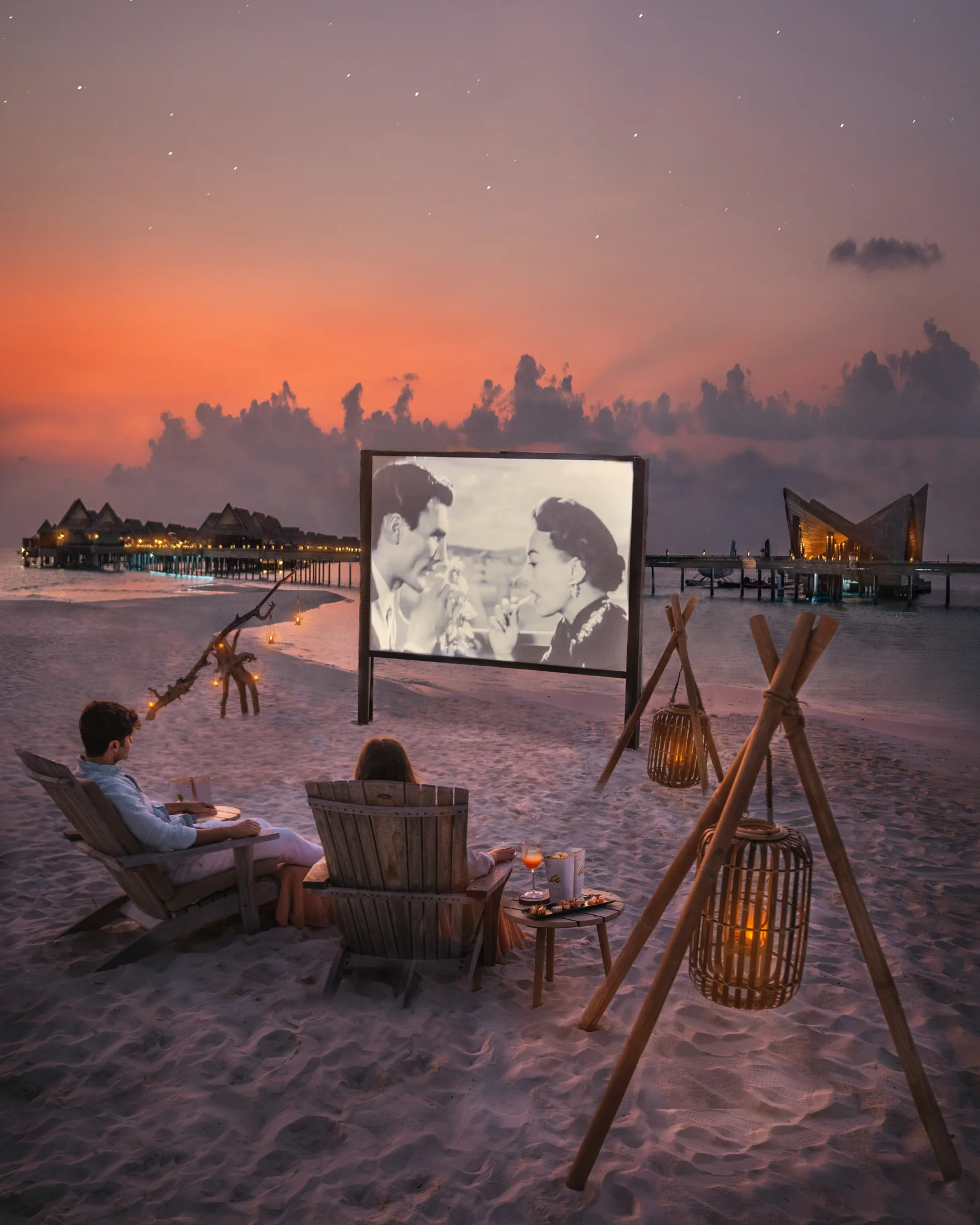 Outdoor cinema under the stars at JOALI Maldives